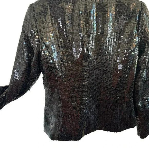 Double Zero Black Sequin Blazer One Button Front Jacket Women's M NWOT - Picture 6 of 8